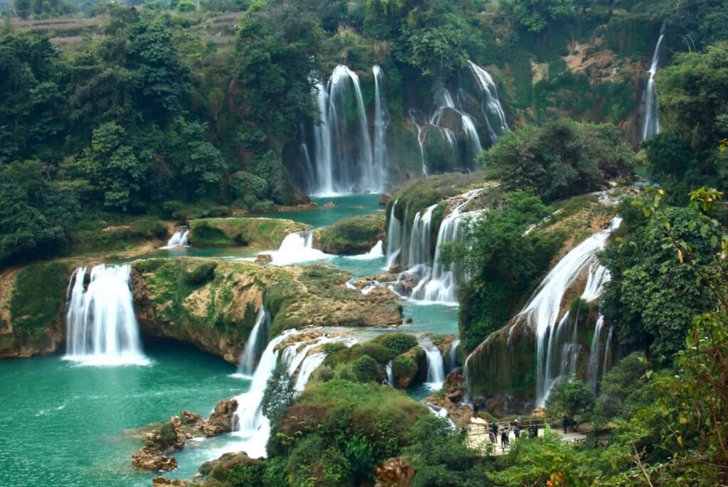 A majestic waterfall in Sapa