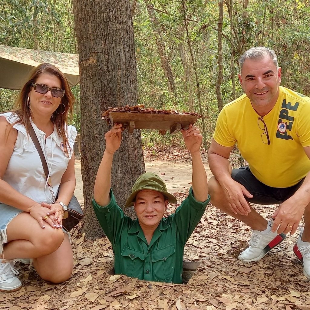 The tunnel door actually moves through the Cu Chi tunnels