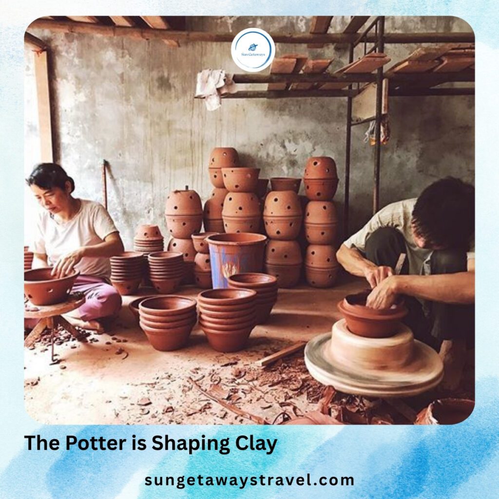 The Potter is Shapping clay