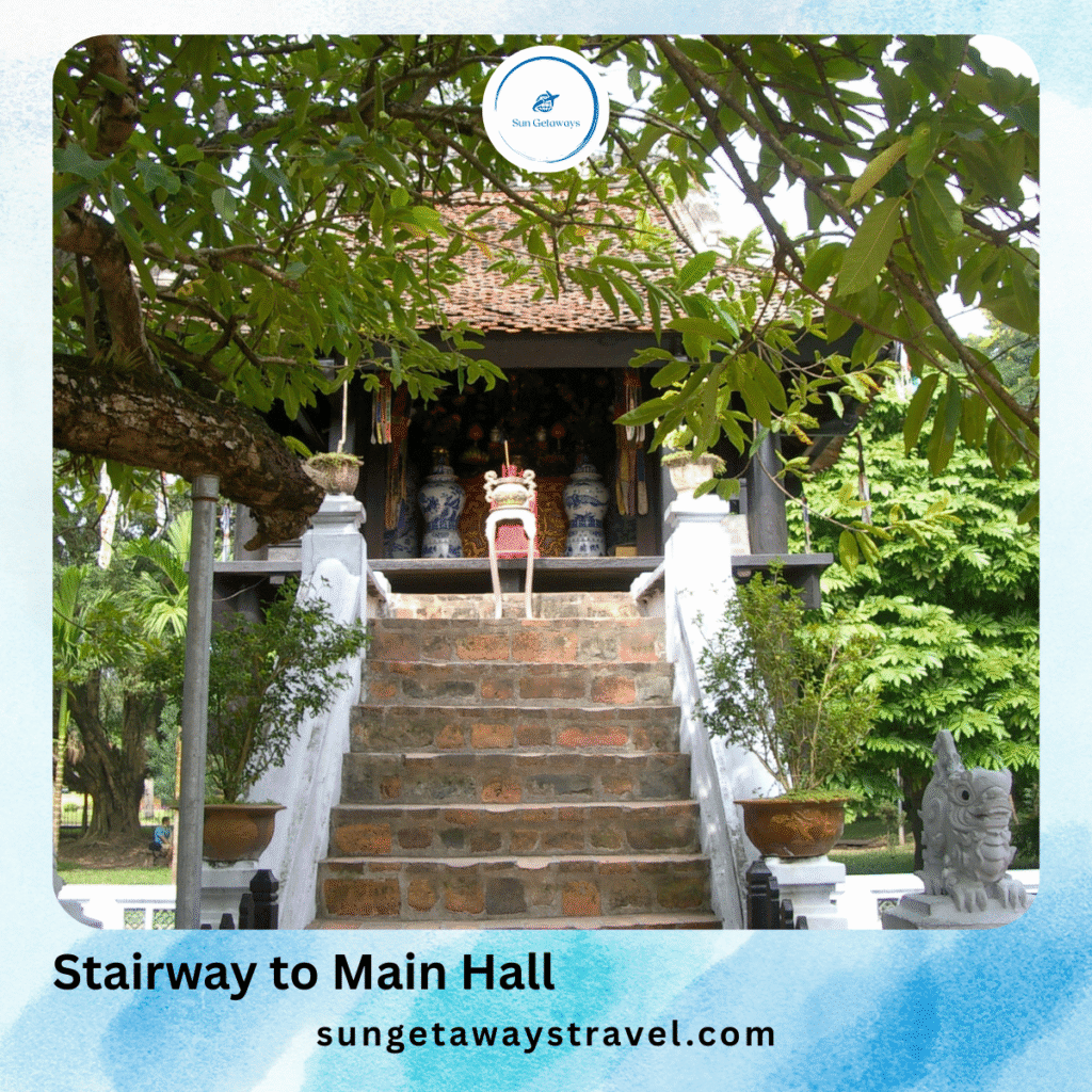 One pillar Pagoda: Stairway and Main Hall