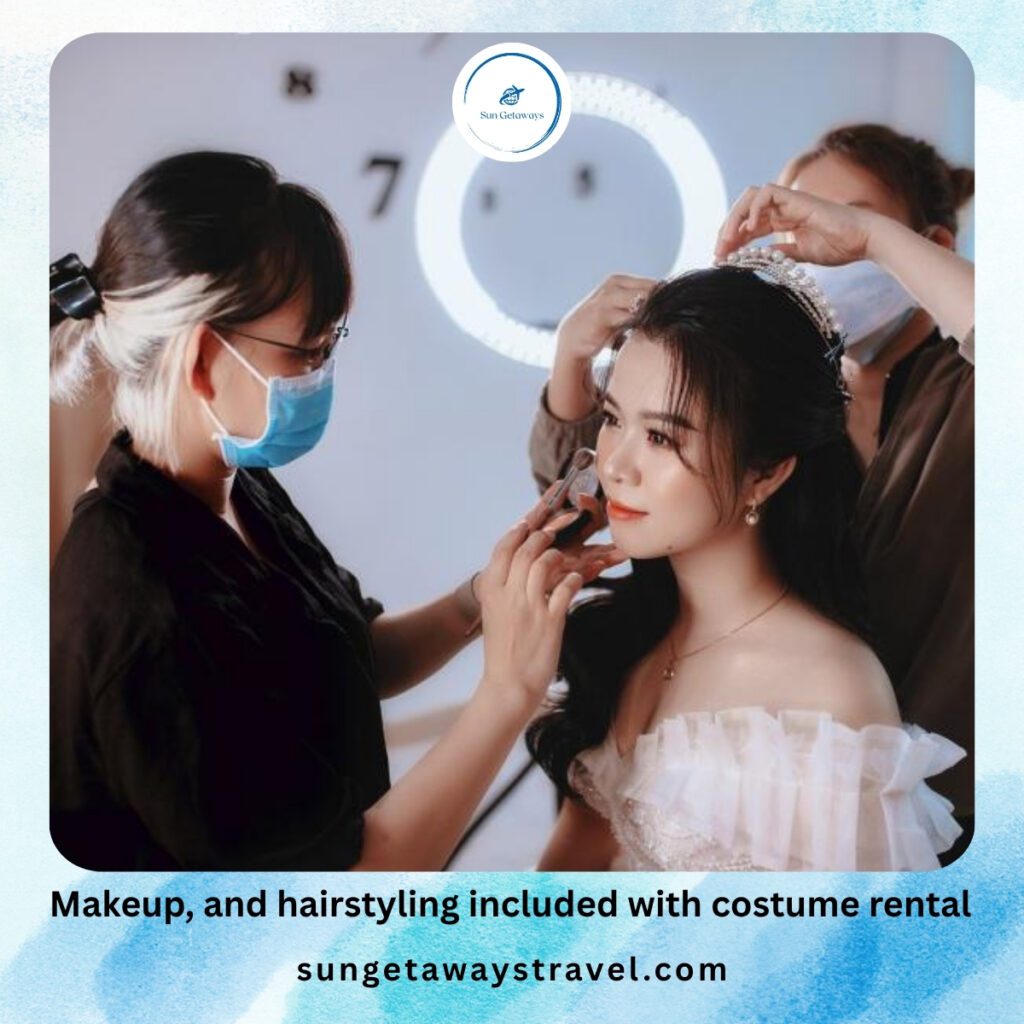 Makeup, and hairstyling included with costume rental