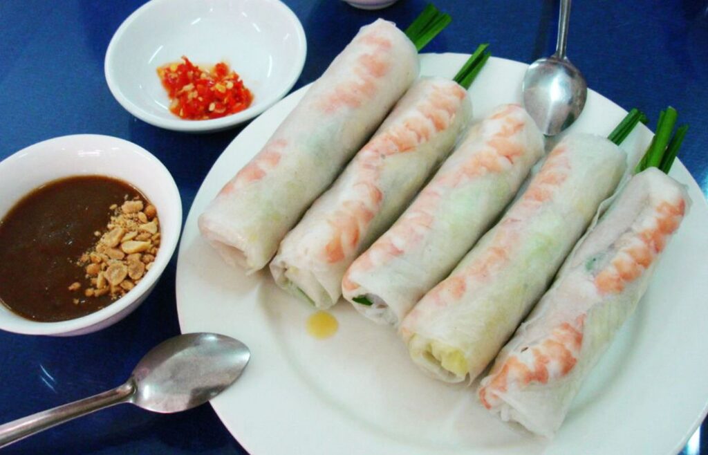 healthy lifestyle Vietnam with spring rolls