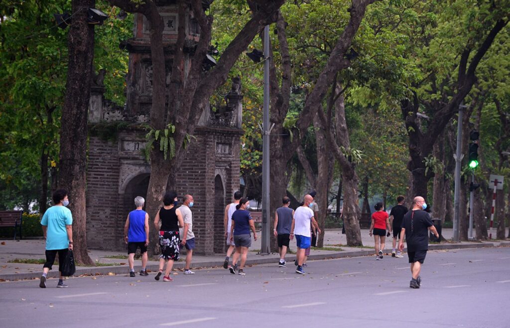 morning walks in Vietnam in the park