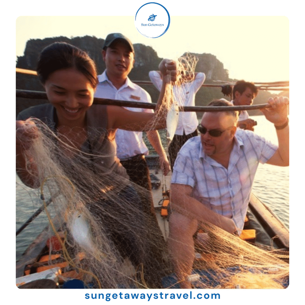 squid fishing in Ha Long Bay