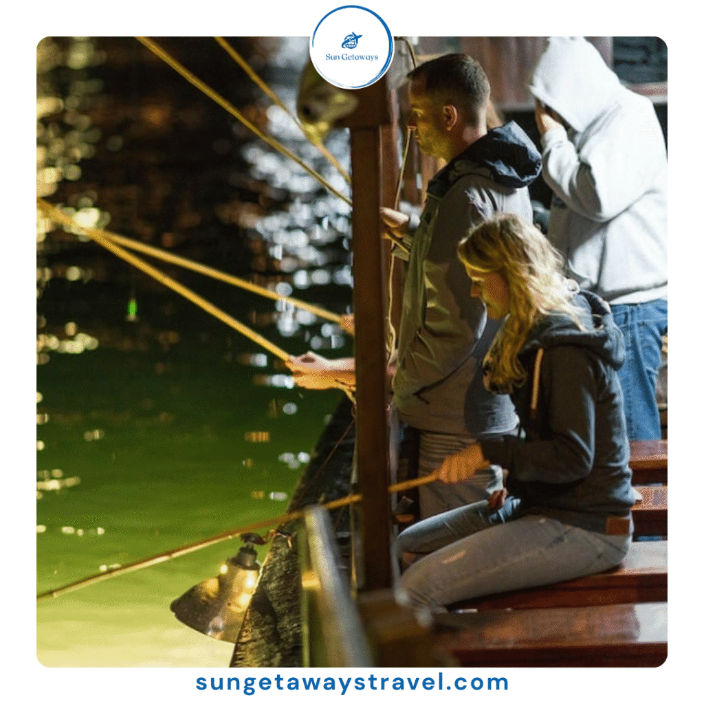 squid fishing in Ha Long Bay