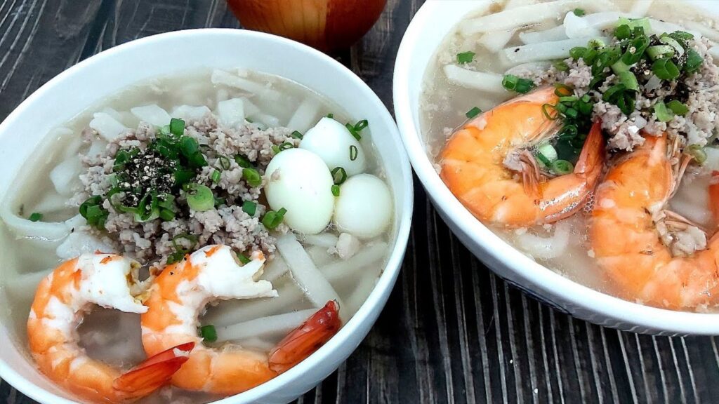 Vietnamese banh canh with shrimp and pork