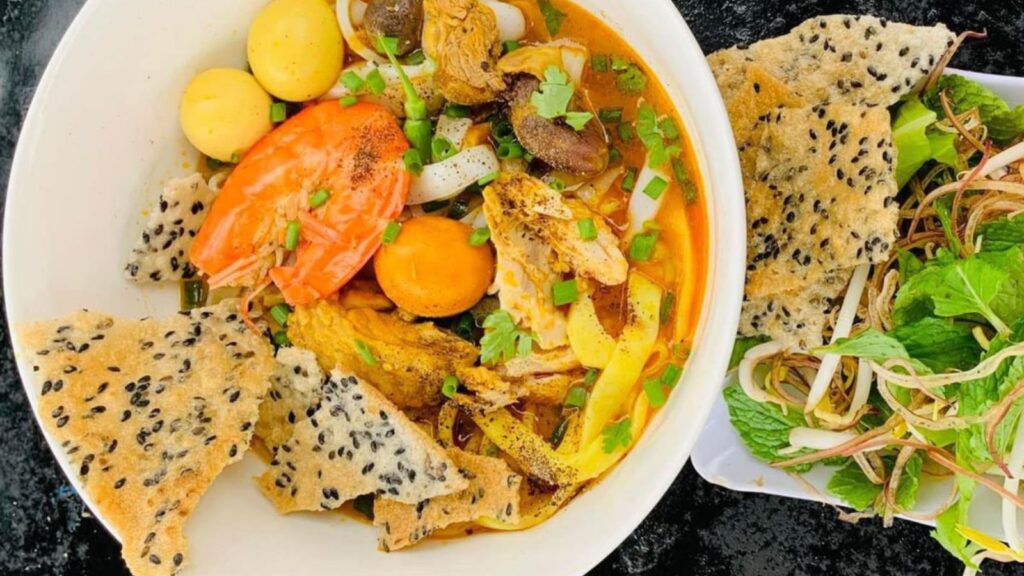 eating Vietnamese Mi Quang