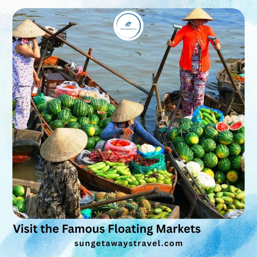 Visit the Famous Floating Markets - things to do in Mekong Delta
