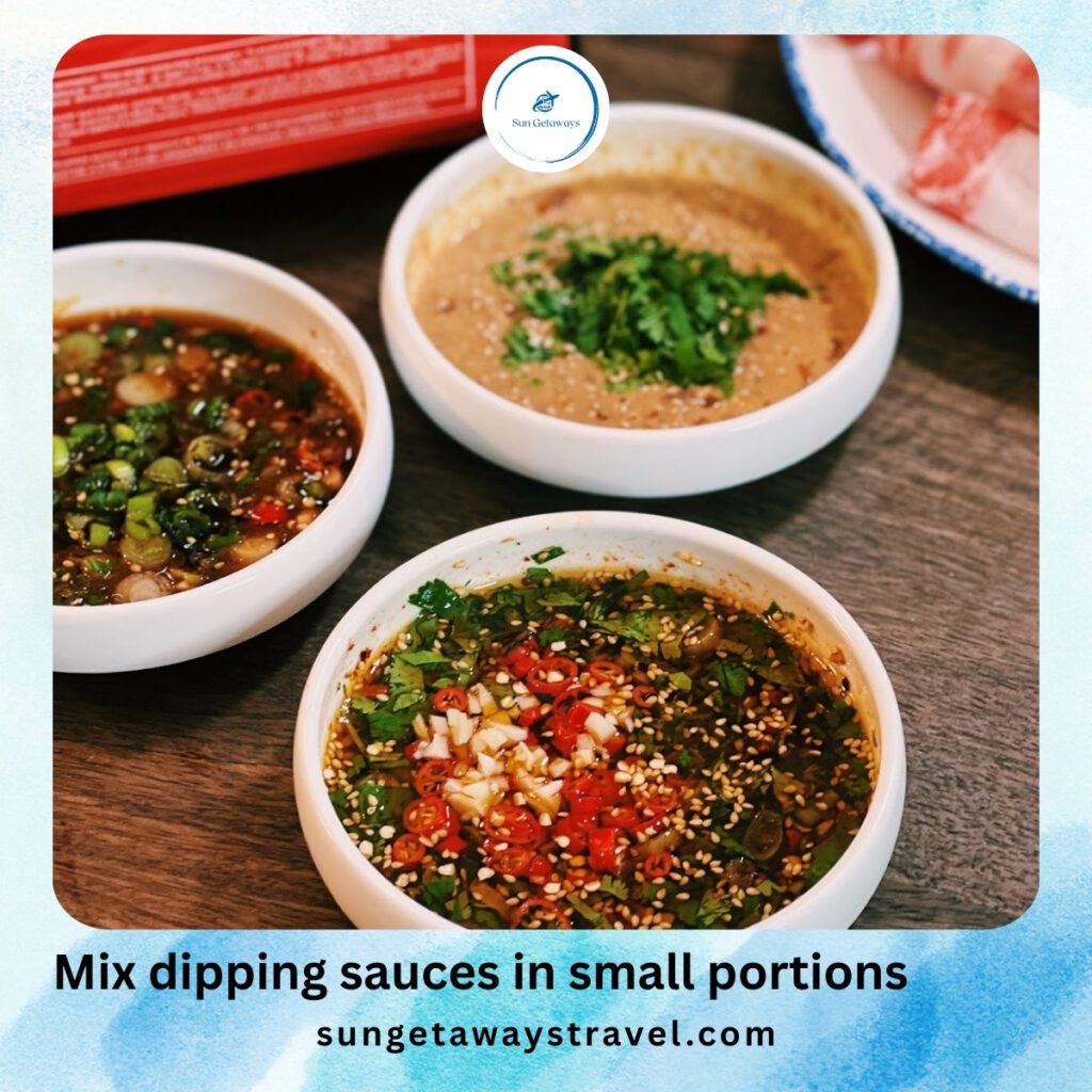 Mix dipping sauces in small portions